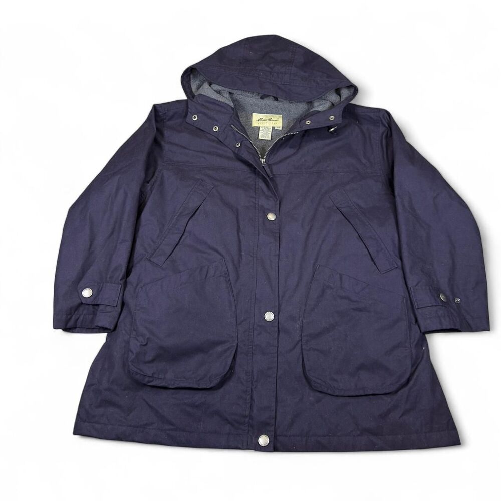 Eddie Bauer Jacket Womens L Purple‎ Nylon Fleece Warm Hooded Vintage Style